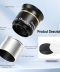 1.25 Inch HD Fully Multi Coated Eyepiece with Long Eye Relief, 66 Degree Ultra Wide Angle for Astronomy Telescopes, Dust Covers