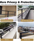 Heavy Duty Outdoor Privacy Fence Extension Frame With Flat Railing Guardrail Kit for balcony and patio security.