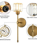 Set Of 2 Brushed Brass Wall Sconces Hardwired Vanity Lights With Fabric Shade For Bedroom Living Room Hallway Kitchen Gold Modern Rustic Ambience