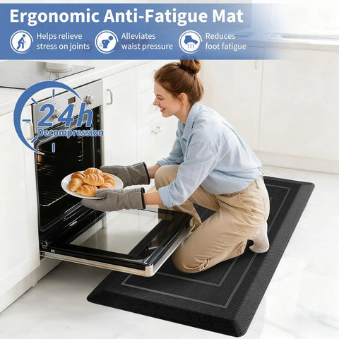 Ridiculously Thick Anti Fatigue Kitchen Mat For Standing Desks And Workstations Waterproof High Density Foam Non Slip Ergonomic Comfort Mat Black 20 By 39 Inches in kitchen setting