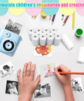 12 Rolls Instant Print Paper for Kids Cameras Refill Thermal Photo Paper Rolls 2.2 in by 20 ft Each Roll Printing About 75 to 90 Photos White Paper Compatible with Most Kids Instant Cameras, with kids camera and prints