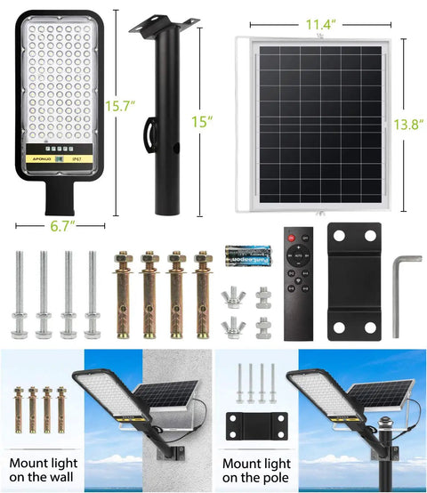 Solar Powered Street Lights 2 Pack With Auto On Off Wireless Outdoor Lighting accessories and installation schematic