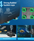 Whisper Quiet Submersible Pump for Aquariums Ponds and Hydroponics with Adjustable Flow showing rubber suction cups