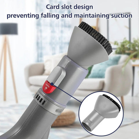 Close-up of dust brush attachment with card slot for Crevice Tool And Dust Brush Vacuum Attachments Kit For Navigator Series NV350 NV351 NV352 NV355 NV356E NV360 NV361 NV370 Lift Away Vacuum Cleaners All In One Versatile Must Have For Deep Cleaning At Home.