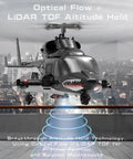 Indoor RC Copter For Adults With GPS 2.4GHz 9CH Flybarless Stability 6G And 3D Stunt Modes in flight with LED lights and LiDAR
