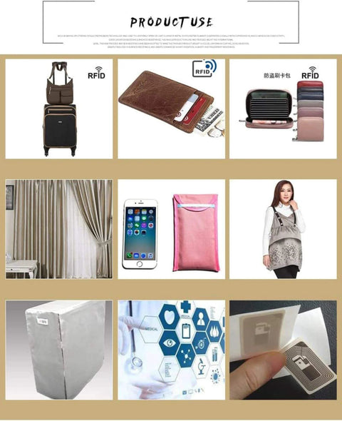 Products using EMF Shielding Fabric 7 Meter Roll For Home Office And DIY Projects Blocks 99 Percent Of WiFi Bluetooth And Cellular RF Signals EMI Protection Conductive Nonwoven NiCu Fabric.