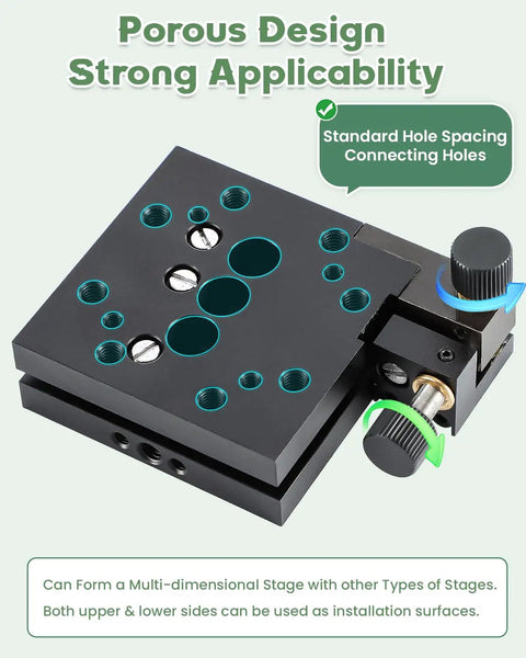 Dual Axis Tilt And Rotation Stage 2.6 Inch Precision Angle Platform with manual 2D adjustment and standard hole spacing