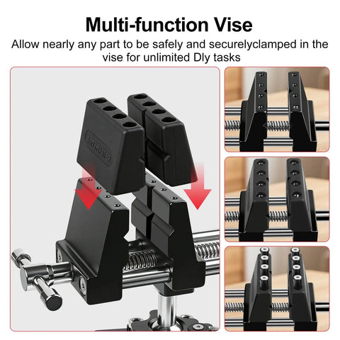 360 Degree Rotating Bench Vise With Quick Release Ratchet Wrench For Woodworking And Metalworking, 4 Inch Workbench Vise front view