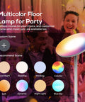 Smart Floor Lamp WiFi With Alexa And Google Home, 24W RGBW Dimmable Torchiere, cozy bright mood lighting for events.