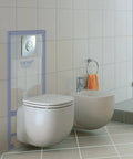 Rapid SL 3 In 1 Wall Hung Toilet Kit with Wall Brackets and Skate Air Flush Plate in bathroom setup, chrome finish