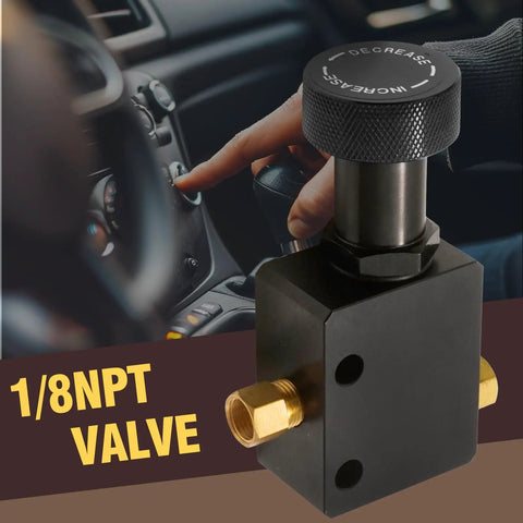 Pro Grade 1/8NPT Brake Proportional Valve For Slick Stopping Power Heavy Duty Aluminum Alloy Build, user adjusting pressure knob.