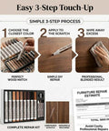 Complete 21 Piece Wood Scratch Repair Kit With Ten Color Touch Up Markers And Wax Filler Sticks For A No Sweat Quick Fix On Hardwood Floors Cabinets Desks Or Bedposts Today tutorial showing easy 3-step repair process.