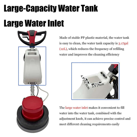 Heavy Duty Industrial Floor Scrubber And Polisher For Commercial Floors And Carpets with large water tank and inlet