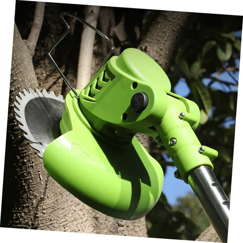 Close-up of green lawn mower with 2 Pack Garden Lawn Mower Weeding Tool Scythe For Grass Cutting And Edging Replacement Blades