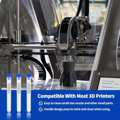 3D printer with nozzle and Essential 50 Piece 3D Printer Nozzle Cleaning Kit With 0.2mm 0.25mm 0.3mm 0.35mm 0.4mm Stainless Needles for Easy Maintenance