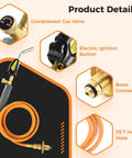 Propane Welding Torch With Type 1 Valve And OPD 78.7 Inch Hose shown with stainless steel head, brass connector, and electric ignition.