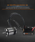 Sensored Brushless RC Car Motor 4100KV, 2-3S LiPo Ready, IP67 Waterproof next to ESC unit
