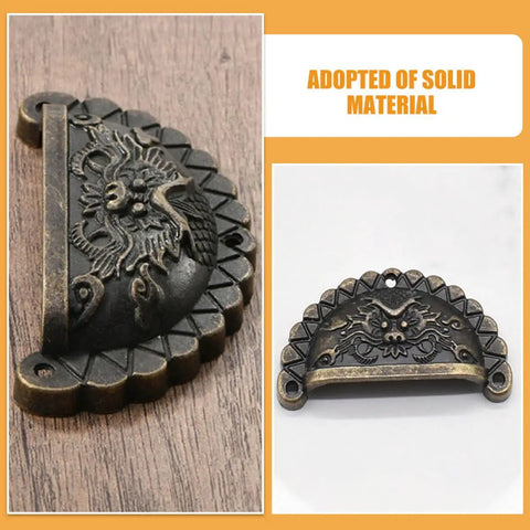 Old School Antique Bronze Lion Head Cabinet Handles Two Pack With Half Round Drawer Pulls for rustic farmhouse furniture