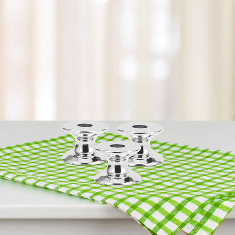 10 Pack Aluminum Alloy Cabinet Handles Drawer Knobs Metal Wardrobe Pulls Single Hole Silver Finish on table