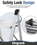 3 Step Aluminum Step Ladder Foldable For Home Use With Steel Frame Stable No Wobble Design Rust Resistant Coating 330 Lb Capacity Lightweight Yet Durable Perfect For Indoor Tasks And Quick Outdoor Fixes, safety lock detail