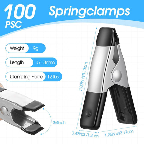100 Pack 2 Inch Mini Spring Clamps With Rubber Tips Ultra Handy Heavy Duty Clips For Crafts Woodworking Photography Studio Use