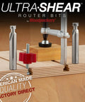 Top Shelf T Slot Router Bit Set With Half Inch Shank Crafted For Sharp Track Saw Clamp Grooves And Standard Insert Fasteners Featuring Supercarbide Tips displayed on wood.