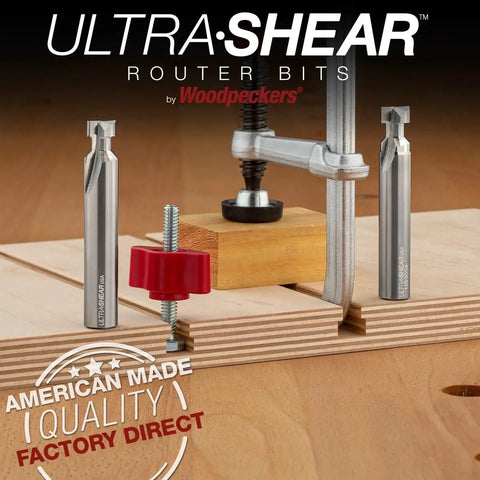 Top Shelf T Slot Router Bit Set With Half Inch Shank Crafted For Sharp Track Saw Clamp Grooves And Standard Insert Fasteners Featuring Supercarbide Tips displayed on wood.