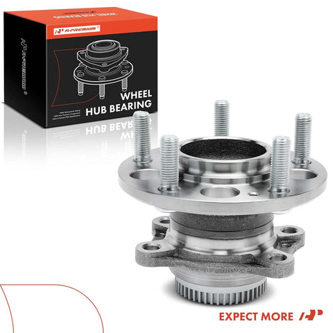 Road Ready Rear Wheel Bearing And Hub Assembly With ABS Ring For Hyundai Elantra Elantra Coupe Elantra GT Veloster Forte Forte Koup Forte5 5 Lug 2011 To 2018 FWD Only shown with packaging
