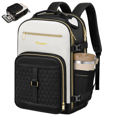 Carry On Travel Backpack With Shoe Compartment And Luggage Tag, TSA Approved Personal Item Bag For Women And Teens, Black
