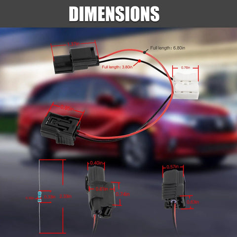 Dimensions of the Plug And Play Muzzler Harness Disable Kit For Honda Odyssey Ridgeline Pilot Accord And Acura 3.5L V6 Engines