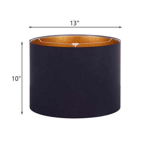 Assembly Required Fabric Drum Lampshade 13 By 13 By 10 Inches For Table Bedside And Floor Lamps With Spider Fitter Black Gold Finish