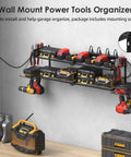 Heavy Duty Garage Tools Storage With Charging Station And Drill Holder Wall Rack Utility Shelf With Eight Outlet Power Strip