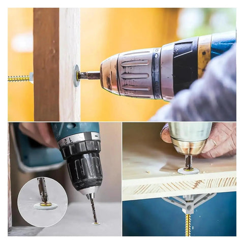 Heavy Duty Plastic Toggle Wall Plugs For Drywall And Plasterboard Installations with drill in action on wooden surface