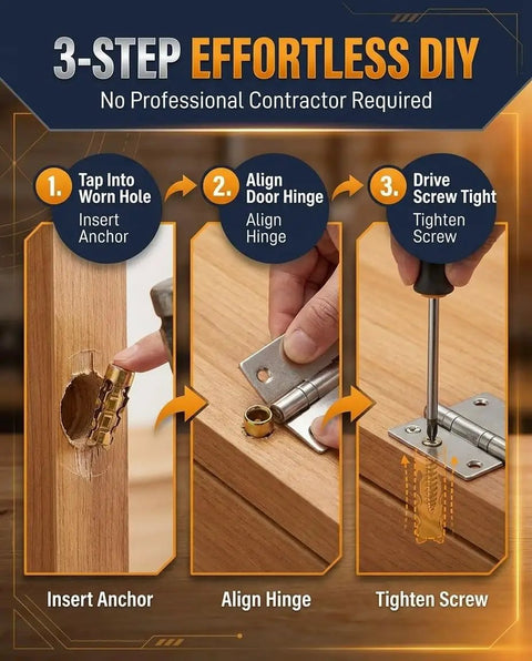 Step-by-step guide for using Expansion Hinge Repair Anchor Set For Cabinets And Doors, 6x14mm Short, 304 Stainless Steel