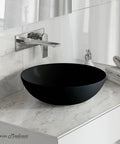 16 Inch Matte Black Vessel Ceramic Sink For Above Counter Installation Scratch Resistant Non-Porous Ceramic Sleek Modern Bathroom Basin With Durable Finish And Bold Style And Great Vibe