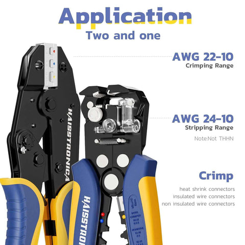 Automatic Wire Stripper And Crimping Tool For AWG 24-10 Wire, Ratchet Crimper For Heat Shrink Connectors with application details