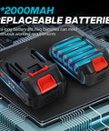 Two 2.0Ah batteries for 2-In-1 Cordless Grease Gun Kit With Dual Grips, 12,000 PSI High Pressure, LED light, and couplers