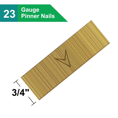 Top Shelf 23 Gauge Headless Pin Nails For Pneumatic Nail Guns Bulk 10000 Piece 3/4 inch copper plated fasteners for woodworking.