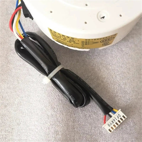 Close-up of wiring and label on Dope Indoor Air Conditioner Damper Fan With DC Brushless Motor for Home Use Universal Model