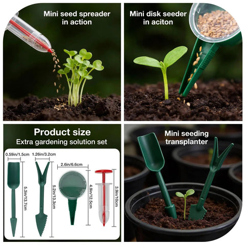 Galvanized Raised Garden Bed Kit With Three 2x2x1ft Round Planter Beds All In One Mini Seed Spreader, Disk Seeder, and Seeding Transplanter.