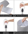 Step-by-step assembly of Table Lamps For Living Room Set Of 2 with gray fabric shade, dimmable touch control, and USB ports.