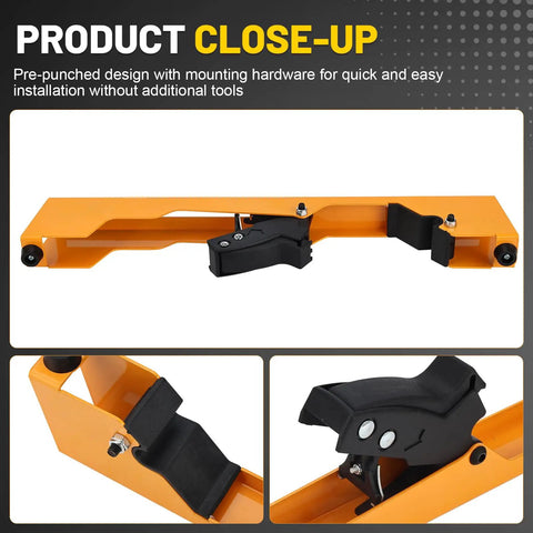 Close-up of 2 Pack Miter Saw Mounting Brackets for DW723 DWX723 DWX724 DWX725, showing heavy-duty steel construction with easy-install clips.