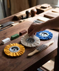 Get That Mirror Shine With These 3 Piece Cloth Polishing Wheels For Bench Mounted Metalworks Plus Buffing Agent For Surface Grinding And Smooth Finish, featuring assorted fabric wheels.