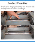 12 Inch Portable Planer Knife Setting Gauge in use for quick knife height adjustment on Delta 22 540 Type 1 planer.
