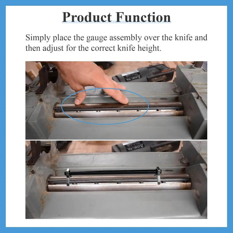 12 Inch Portable Planer Knife Setting Gauge in use for quick knife height adjustment on Delta 22 540 Type 1 planer.