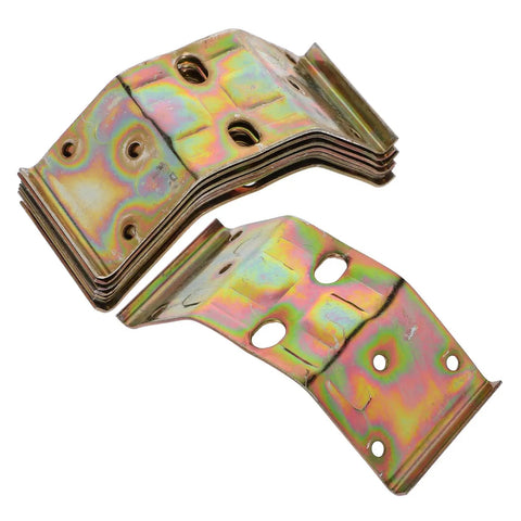 Image of 24 Pack Heavy Duty Corner Brackets For Cabinets And Woodwork, durable iron brackets in a stacked arrangement.