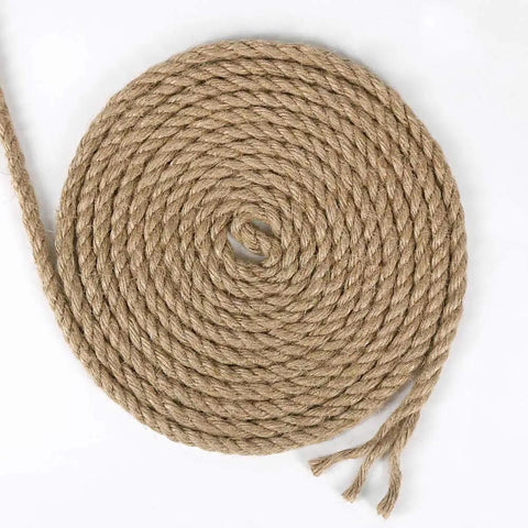 Coiled 8mm jute rope thick twine 50 feet heavy duty natural fiber for crafts gardening cat scratching posts home decor DIY projects