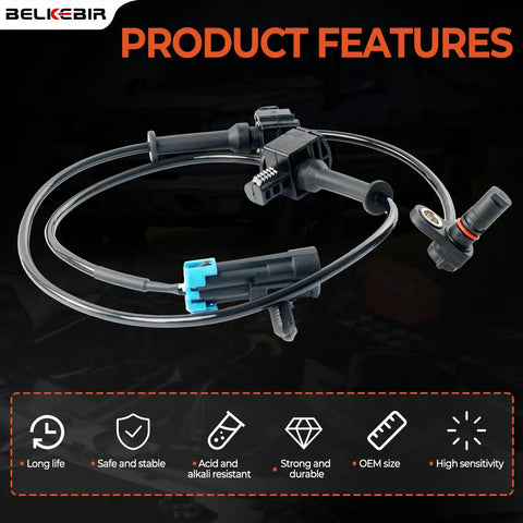 Premium Rear Abs Wheel Speed Sensors Left And Right Plug And Play Set For 2007 To 2013 Chevy Silverado 1500 2500 3500 Gmc Sierra showcasing sensor features.