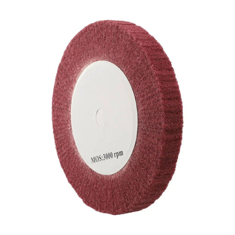 Heavy Duty Non Woven Nylon Flap Polishing Wheel 320 Grit Abrasive Disc side view showcasing the 20mm mount for polishing.