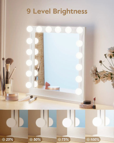 14 Bulb Dimmable Hollywood Style Makeup Vanity Lights Kit With 22ft Adjustable Fixtures, shown at 9 brightness levels
